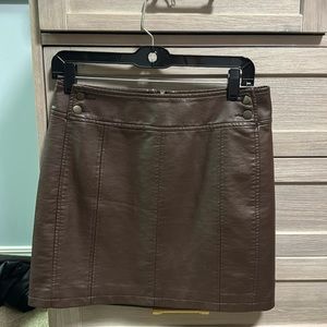 Brown leather free people mini skirt